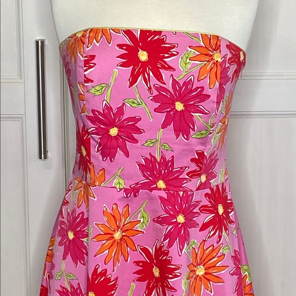Spencer Jeremy Pink Floral Strapless Dress sz 10 - Picture 3 of 8